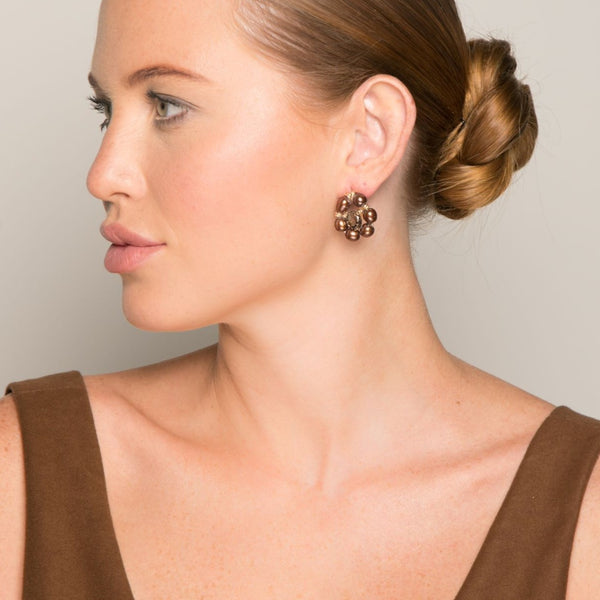 Buriti Earrings #1 - Pearl & Smoky Quartz Earrings TARBAY   