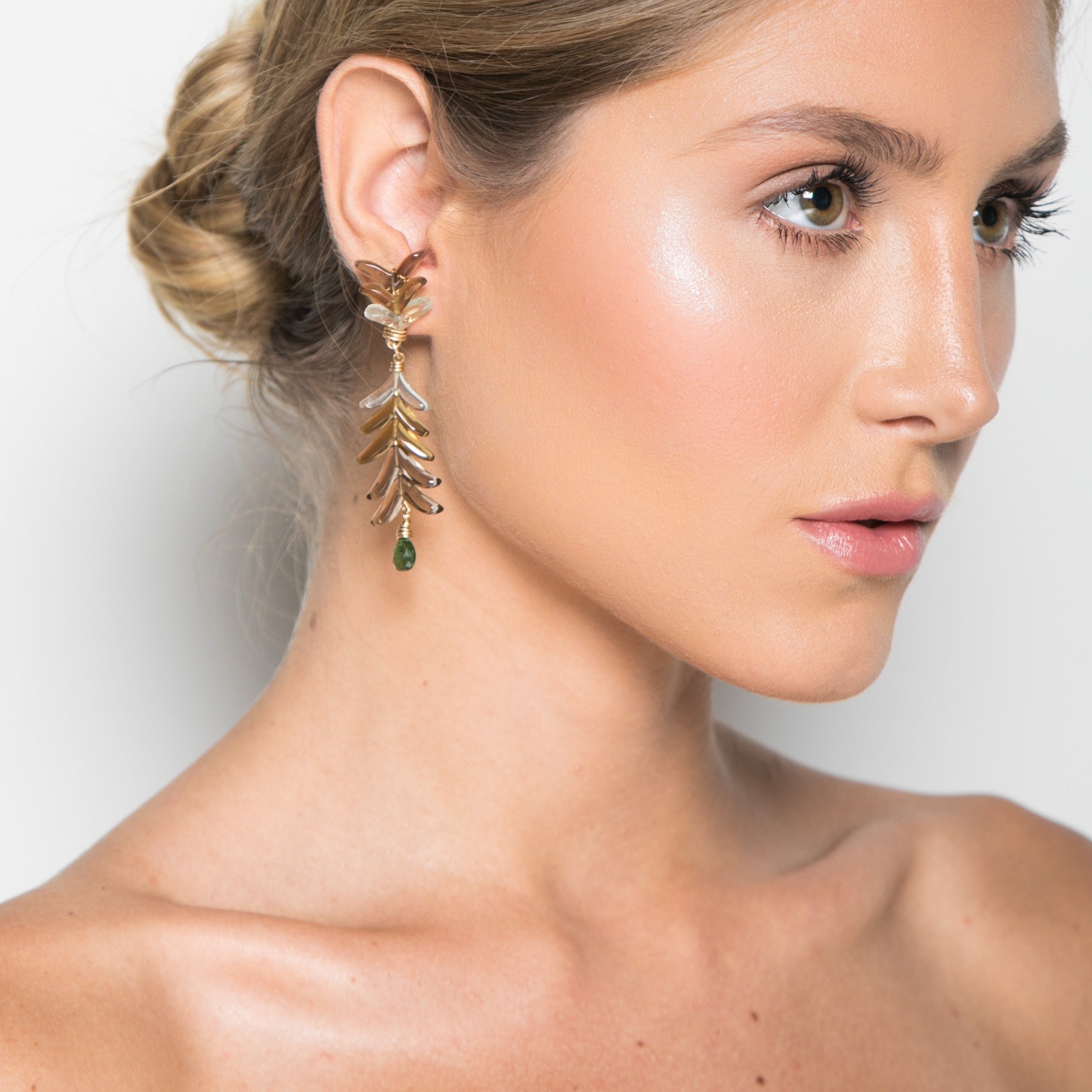 Apana Earrings - Quartz, Green Amethyst & Tsavorite Earrings TARBAY   