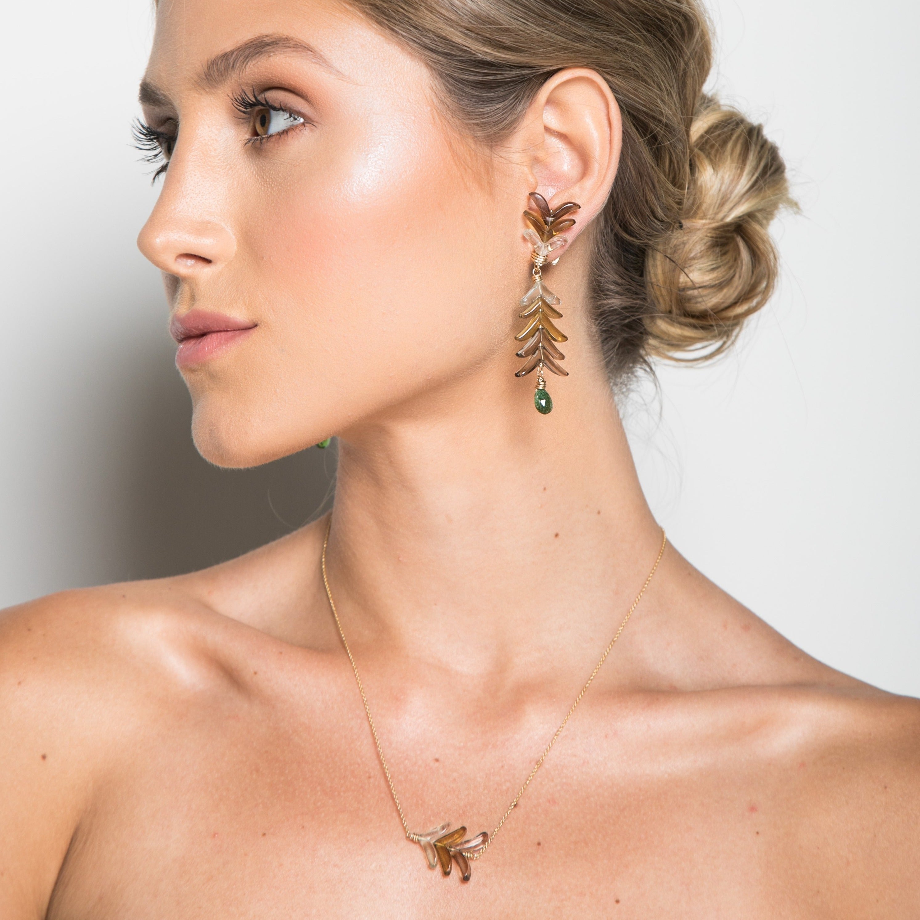 Apana Earrings - Quartz, Green Amethyst & Tsavorite Earrings TARBAY   