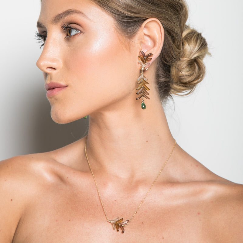 Apana Earrings - Quartz, Green Amethyst & Tsavorite Earrings TARBAY   