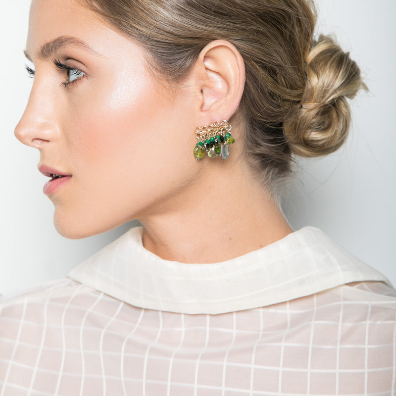 Marisma Earring - Peridot, green onyx, chalcedony, phrinite, versonitte, green amethyst, chrysophase Earrings TARBAY   