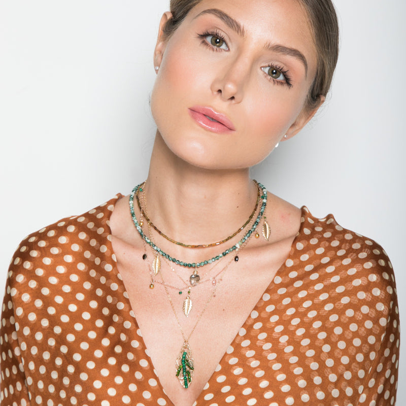 Helecho Pendant - Tsavorite & Tourmaline Necklaces TARBAY   