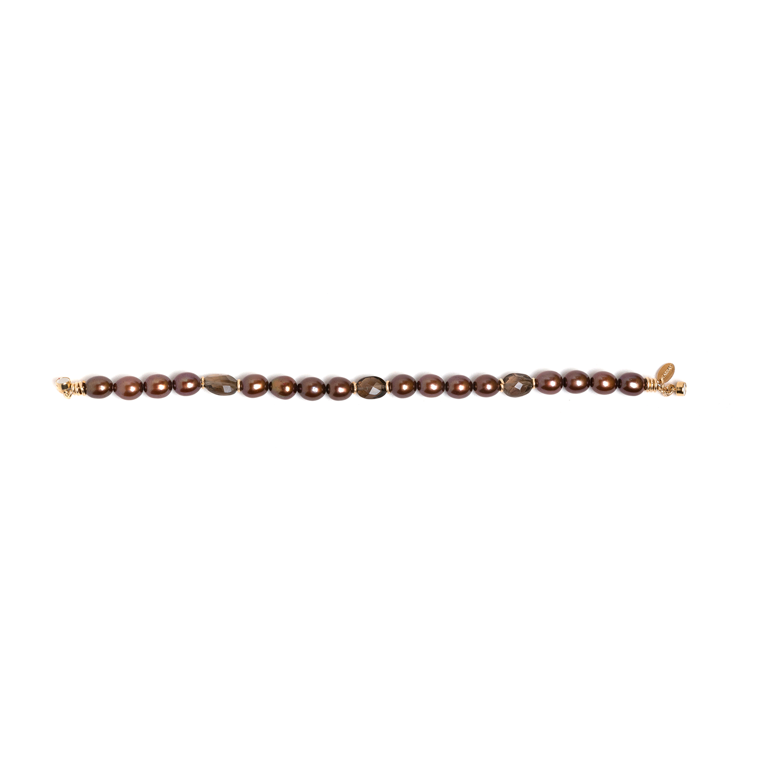 Buruti Bracelet - Brown Pearls, Wine Pearls & Smoky Quartz Bracelets TARBAY   