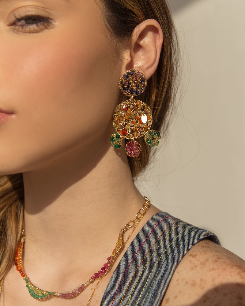 Graine Arcoiris Necklace - Garnet, green onyx, spessartite, carnelian, ruby, rose quartz Necklaces TARBAY   