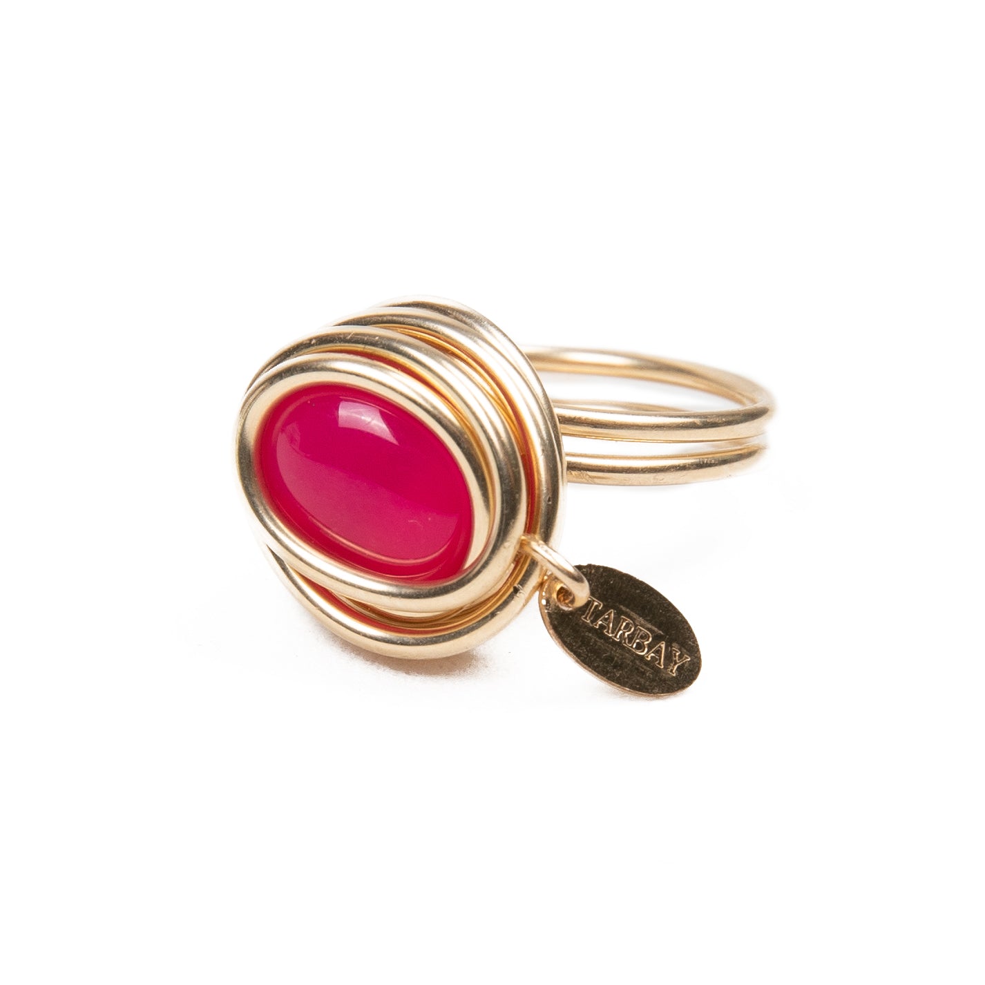 Carmencita Ring (15mm) - Pink Agate Rings TARBAY   