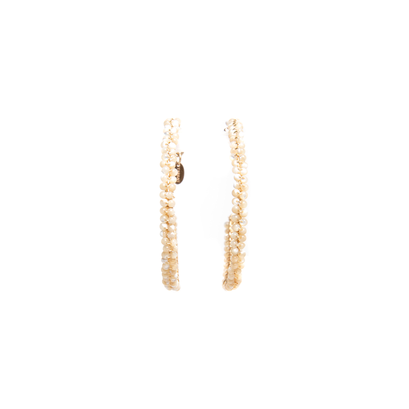Cleopatra Hoop Earrings (50mm) - Nacre Earrings TARBAY   