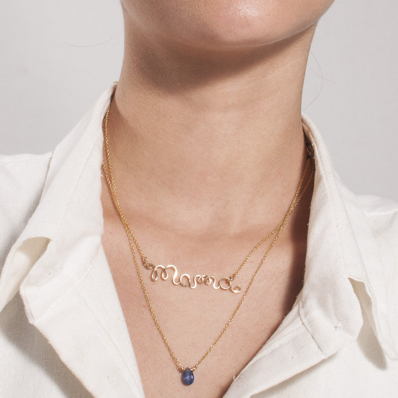 "Mama" Handmade Necklace - Yellow Gold Necklaces TARBAY   