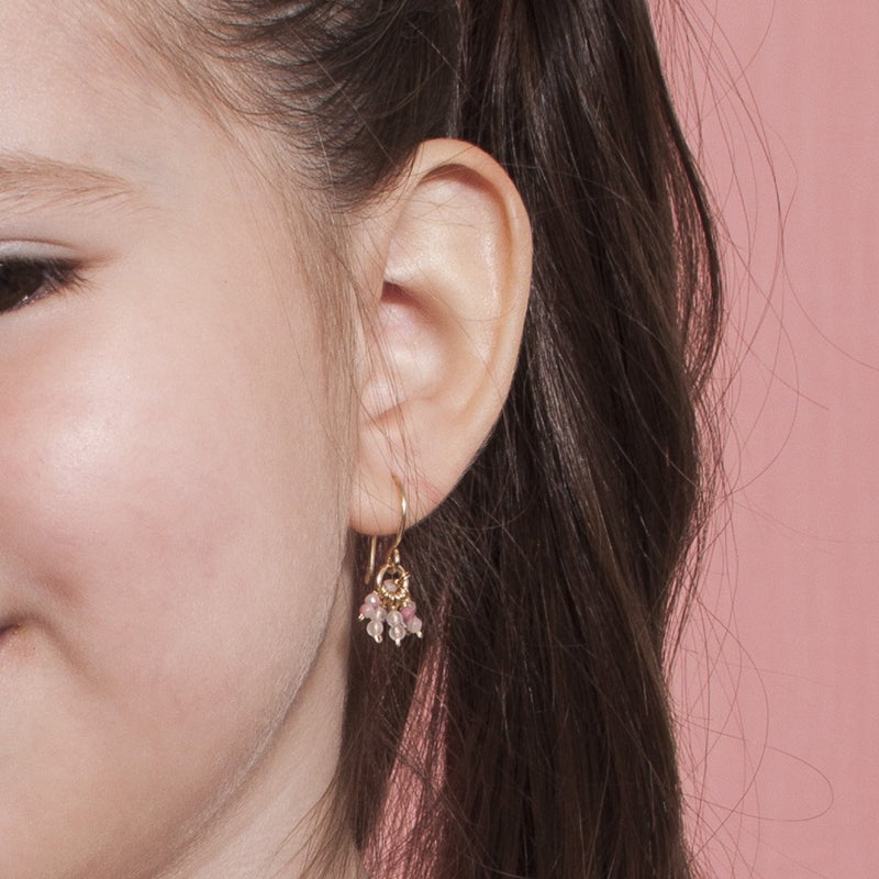 Racimo Dangle Earrings - Rose Quartz & Rhodochrosite Earrings TARBAY   