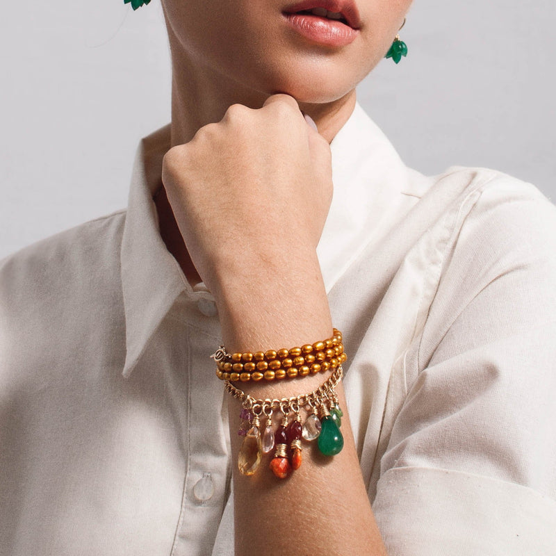 Gioconda Necklace - Ruby, Emerald, Carnelian, Quartz crystal, Green Amethyst, Green Onyx & Sun Stone Necklaces TARBAY   