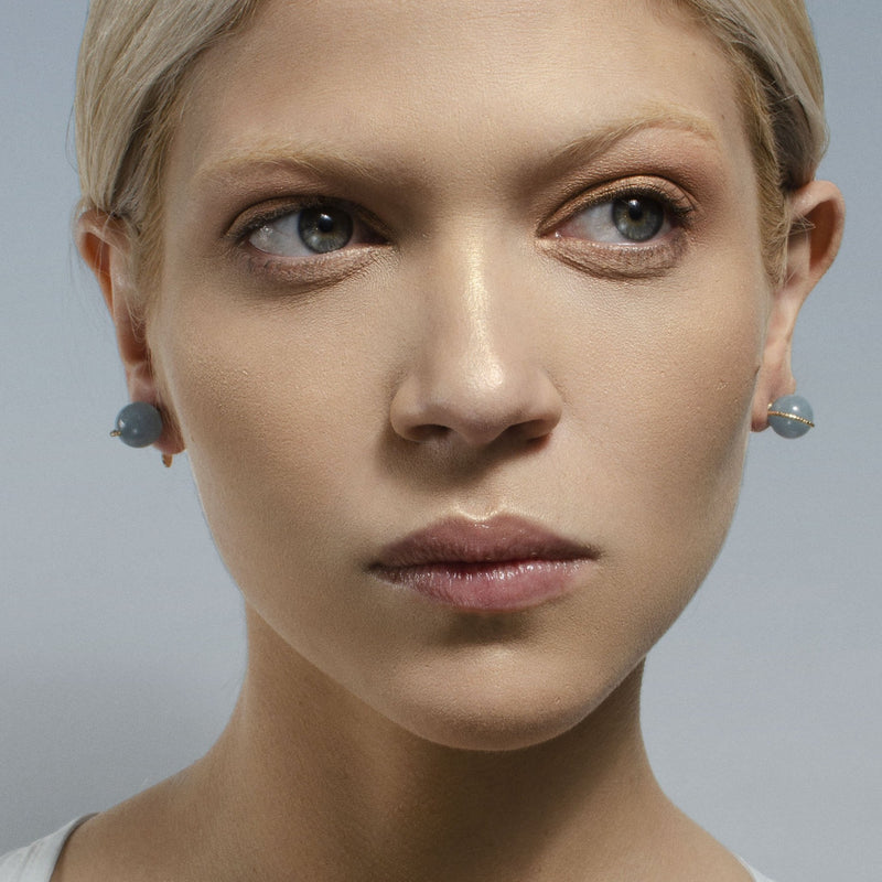 Gyros Stud Earrings - Aquamarine Earrings TARBAY   