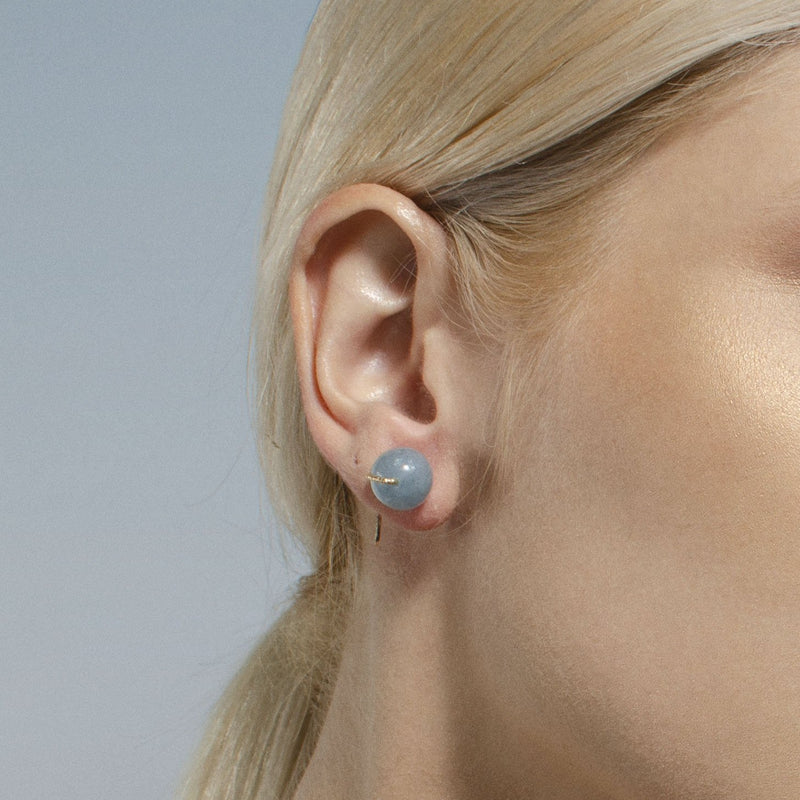Gyros Stud Earrings - Aquamarine Earrings TARBAY   