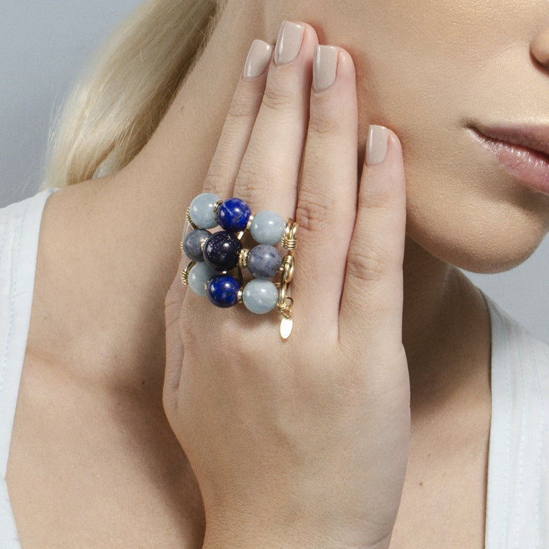 Mermelada Ring - Lapis Lazuli, Aquamarine, Blue Aventurine, Blue Apatite & Blue Coral Rings TARBAY   
