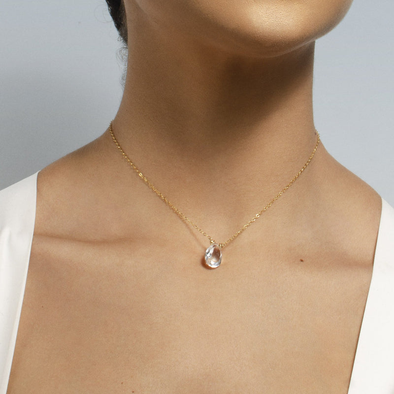 Gem Pendant Necklace (15mm) - White Topaz Necklaces TARBAY   