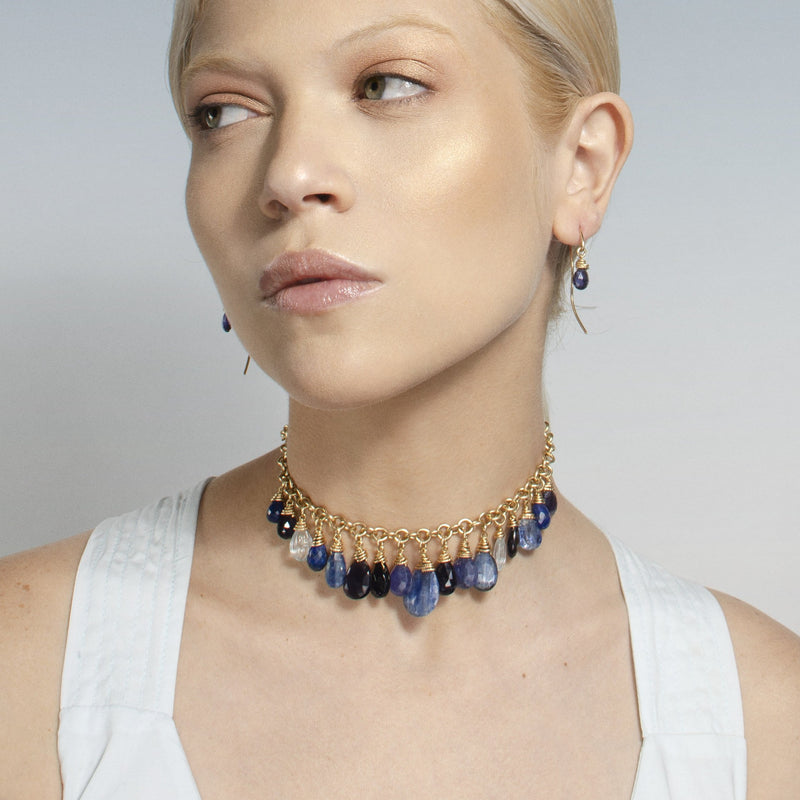 Kosmima Necklace - Iolite, Kyanite, Lapis Lazuli, Aquamarine, Blue Aventurine & Tanzanite Necklaces TARBAY   