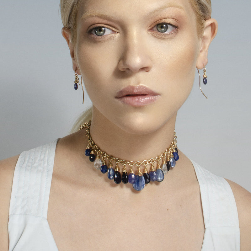 Kosmima Necklace - Iolite, Kyanite, Lapis Lazuli, Aquamarine, Blue Aventurine & Tanzanite Necklaces TARBAY   