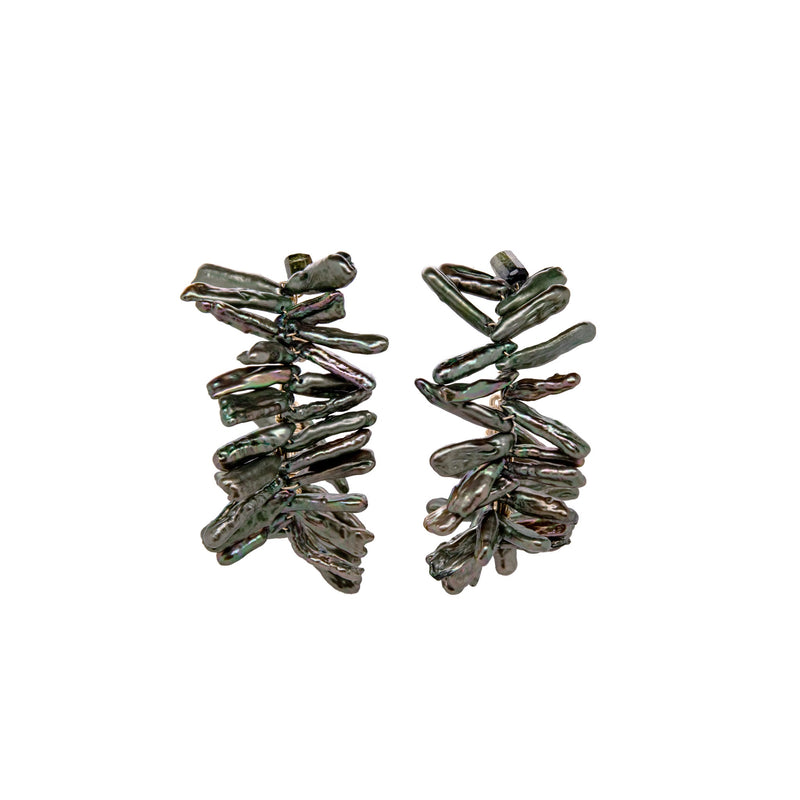 Elatius Hoop Earrings - Pearl & Green Tourmaline Earrings TARBAY   
