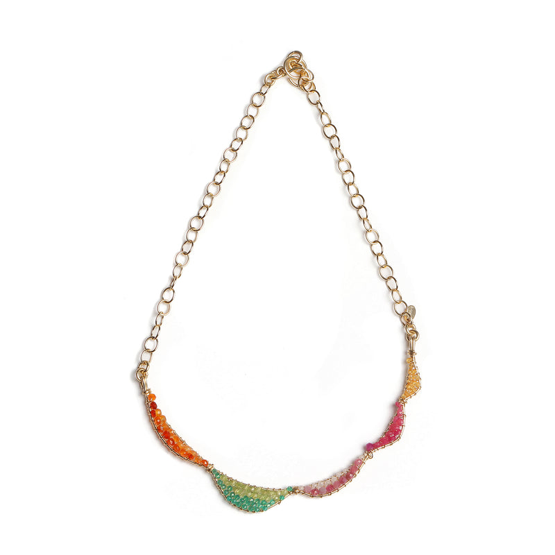 Graine Arcoiris Necklace - Garnet, green onyx, spessartite, carnelian, ruby, rose quartz Necklaces TARBAY   