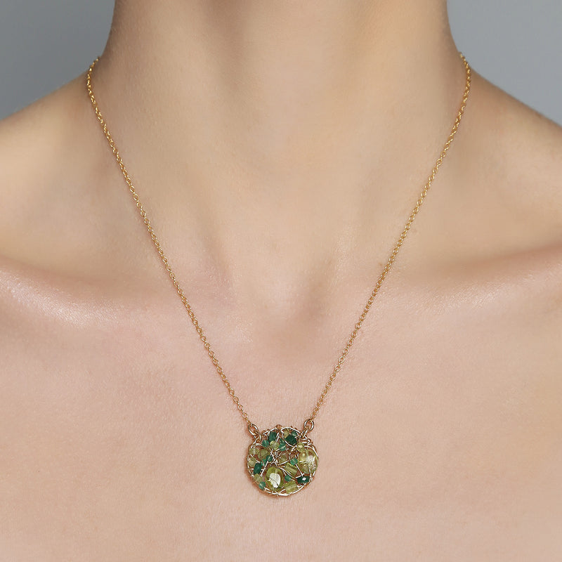 Aura Necklace #2 (20mm) - Peridot, emerald, green onyx, chalcedony, prehnite, vessonite, green amethyst & chrysoprase Necklaces TARBAY   