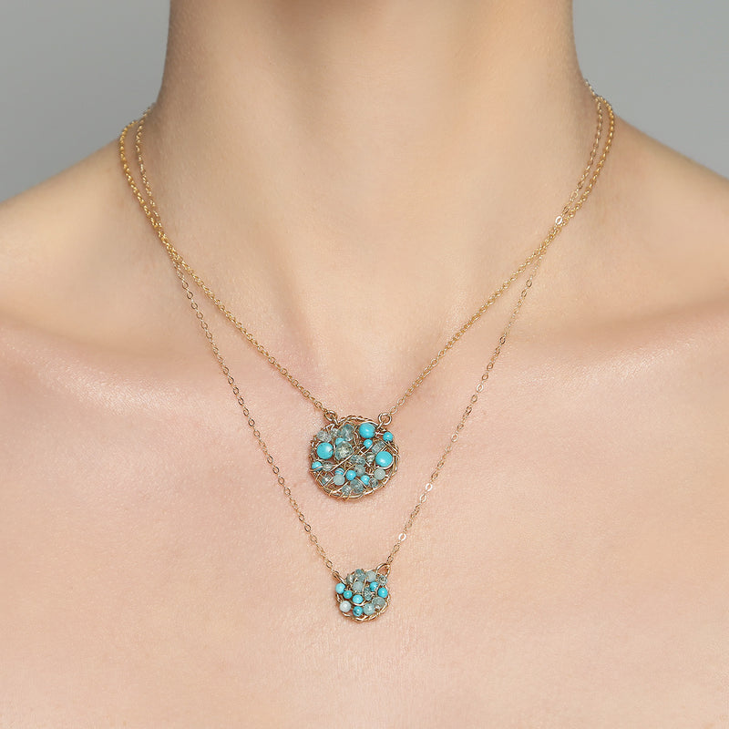 Aura Necklace #2 (20mm) - Turquoise, Aquamarine, Apatite, Howlite Necklaces TARBAY   