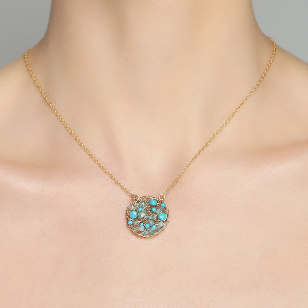 Aura Necklace #2 (20mm) - Turquoise, Aquamarine, Apatite, Howlite Necklaces TARBAY   