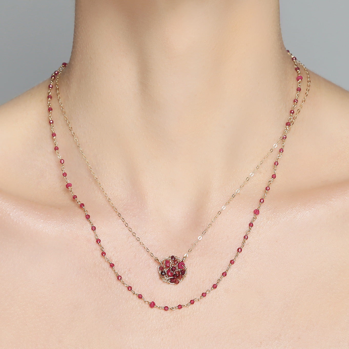 Aura Necklace #2 (10mm) - Burgundy Mix Gems Necklaces TARBAY   