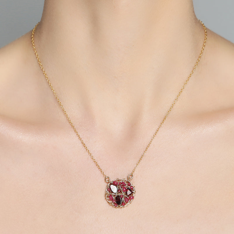 Aura Necklace #2 (20mm) - Ruby, garnet, tourmaline Necklaces TARBAY   