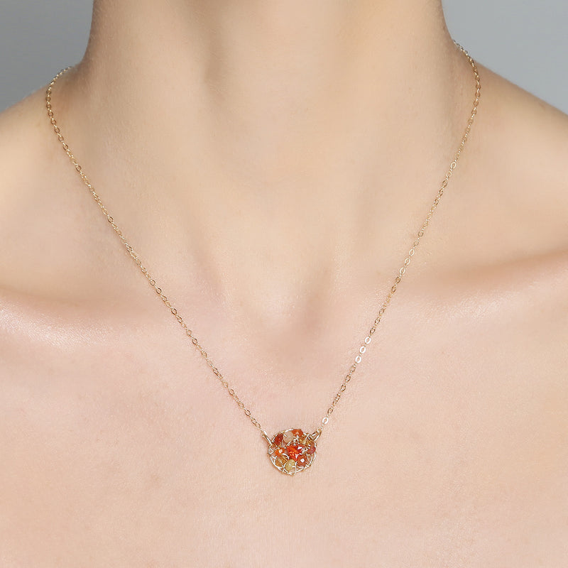 Aura Necklace #2 (10mm) - Carnelian, Fire Opal, Spessartite, Moon Stone, Sun Stone, Citrine, Imperial Topaz, Yellow Aquamarine, & Calcite Charms TARBAY   