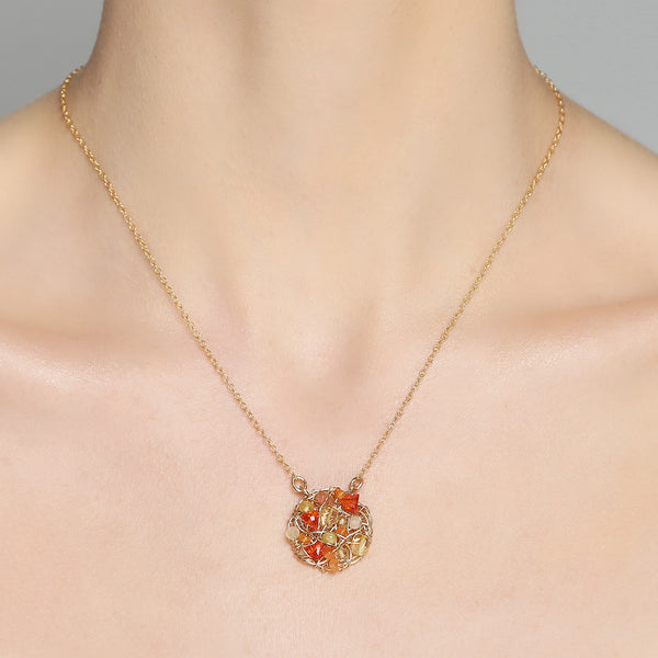 Aura Necklace #2 (20mm) - Carnelian, Fire Opal, Spessartite, Moon Stone, Sun Stone, Citrine, Imperial Topaz, Yellow Aquamarine, & Calcite Necklaces TARBAY   