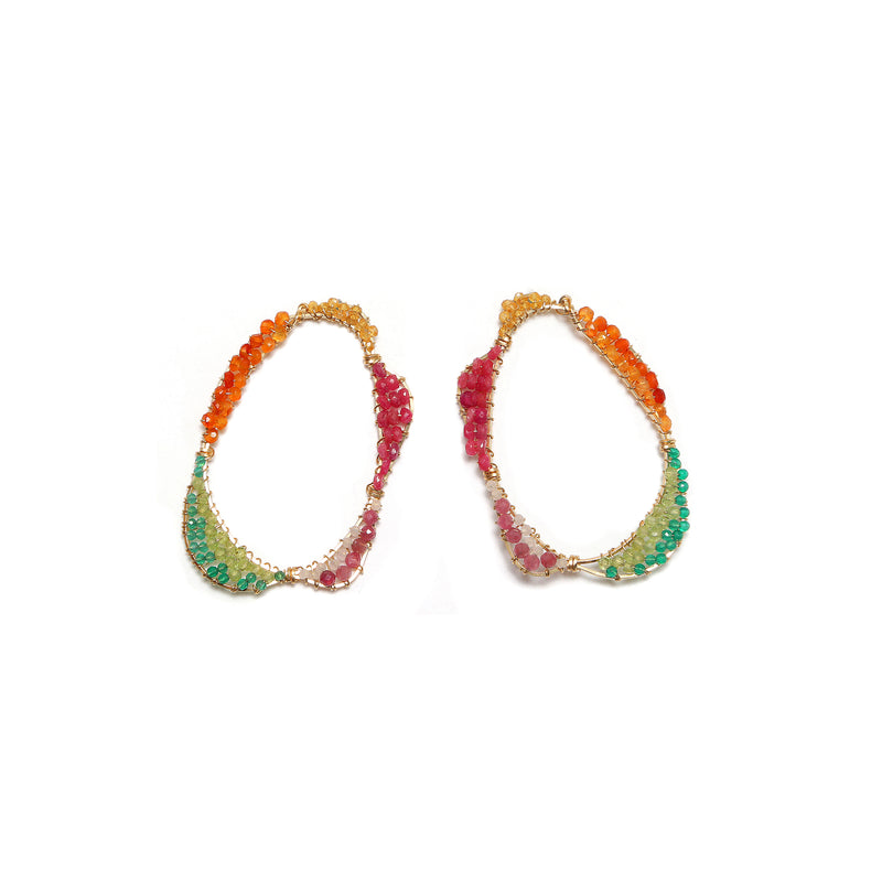 Graine Arcoiris Earring-  Garnet, green onyx, spessartite, carnelian, ruby, rose quartz Earrings TARBAY   