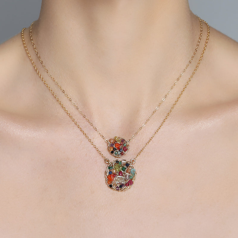 Aura Necklace #2 (20mm) - Ruby, garnet, tourmaline, peridot, jade, green onyx, sapphire, iolite, tanzanite, silverite, aquamarine, citrine, spessartite, carnelian, calcite, aventurine Necklaces TARBAY   