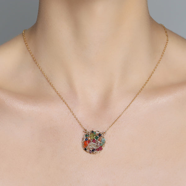 Aura Necklace #2 (20mm) - Ruby, garnet, tourmaline, peridot, jade, green onyx, sapphire, iolite, tanzanite, silverite, aquamarine, citrine, spessartite, carnelian, calcite, aventurine Necklaces TARBAY   