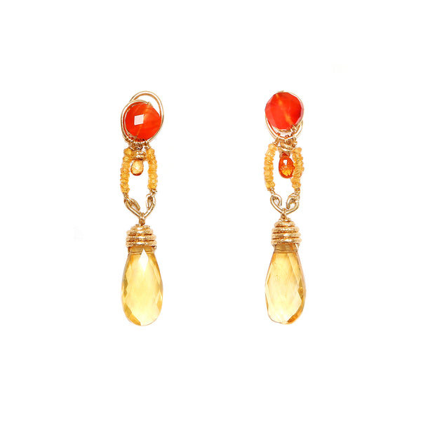 Iridessa Earring - Citrine, Carnelian & Spessartite Earrings TARBAY   