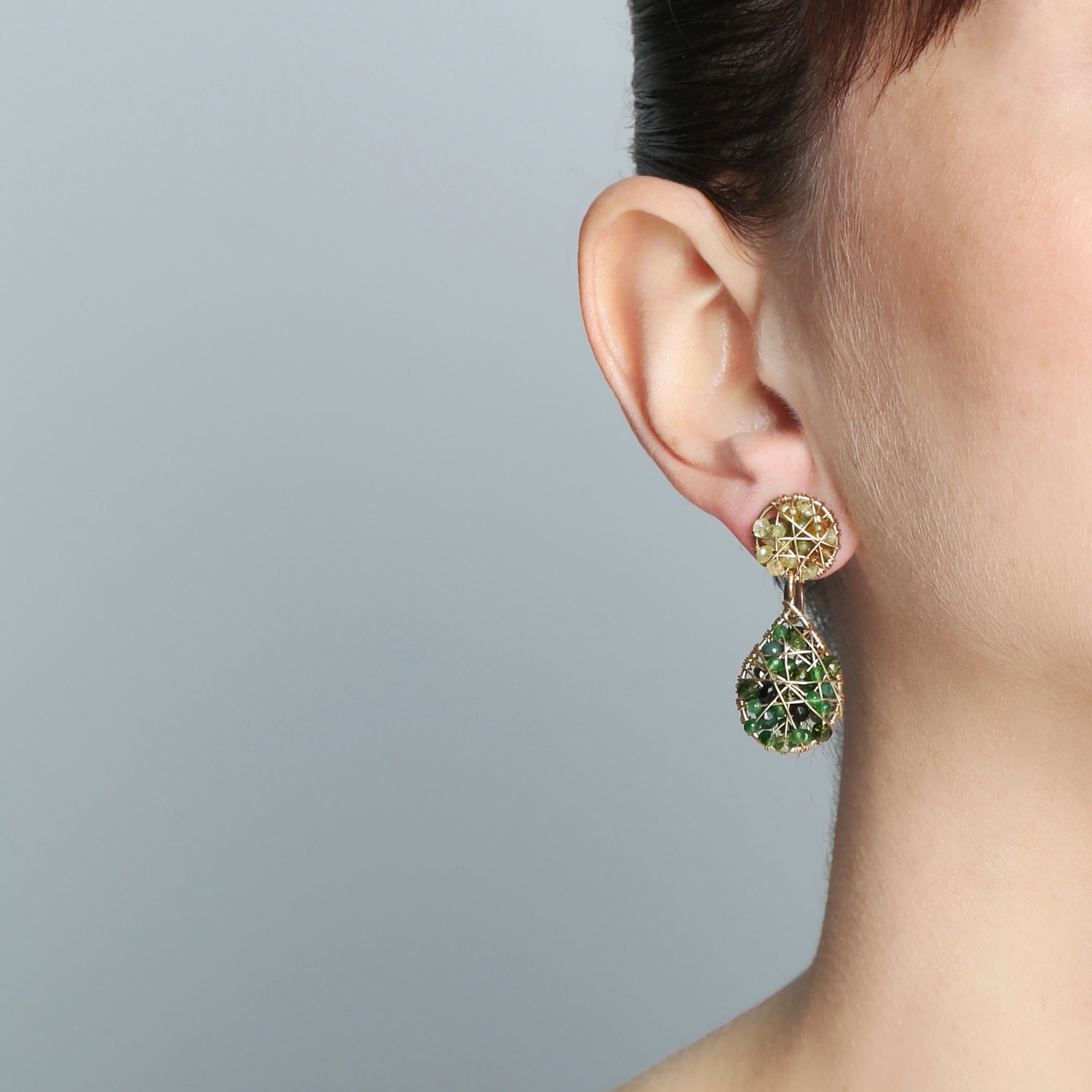 Lucia Dangle Earrings #3 - Green Mix Gems Earrings TARBAY   