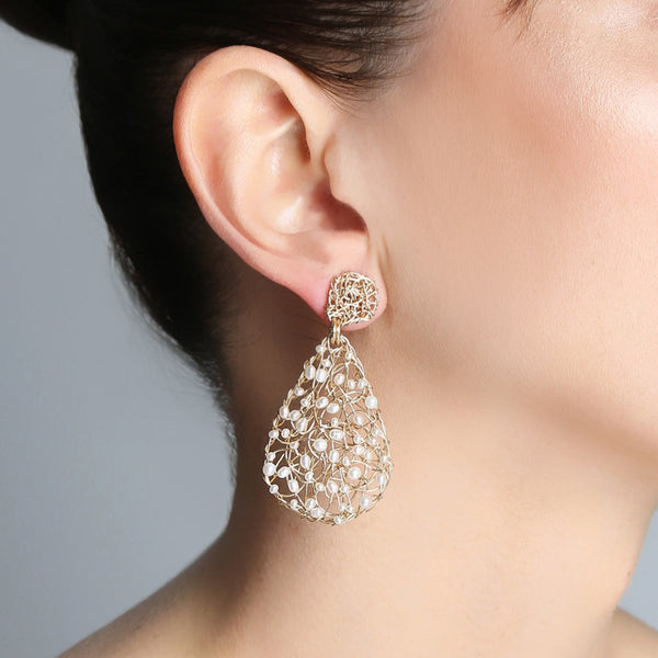 Gota Earrings #1 (40mm) - Pearl Earrings TARBAY   