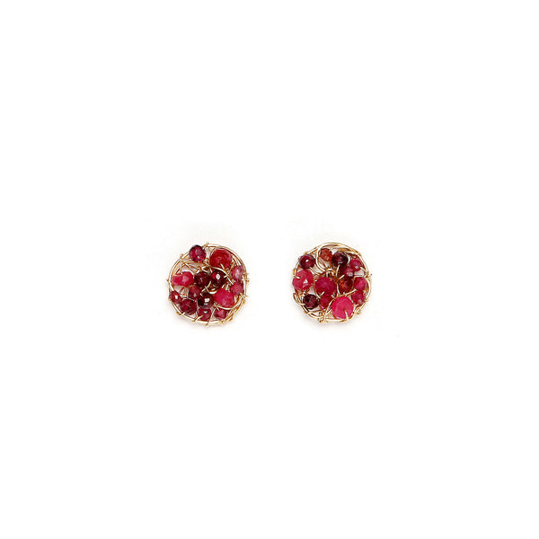 Aura Stud Earrings #1 (10mm) - Ruby, garnet & tourmaline Earrings TARBAY   