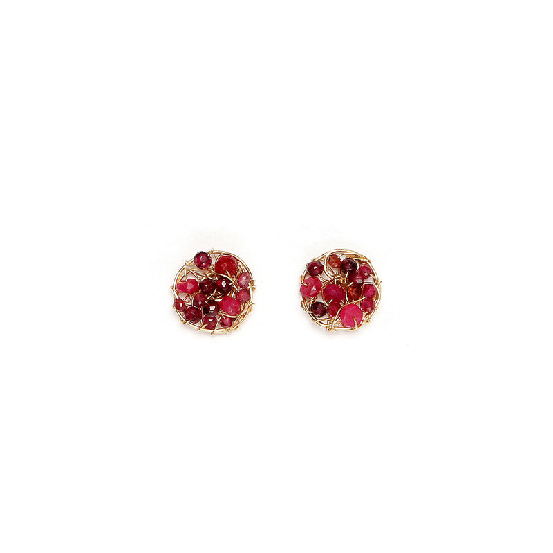 Aura Stud Earrings #1 (10mm) - Ruby, garnet & tourmaline Earrings TARBAY   