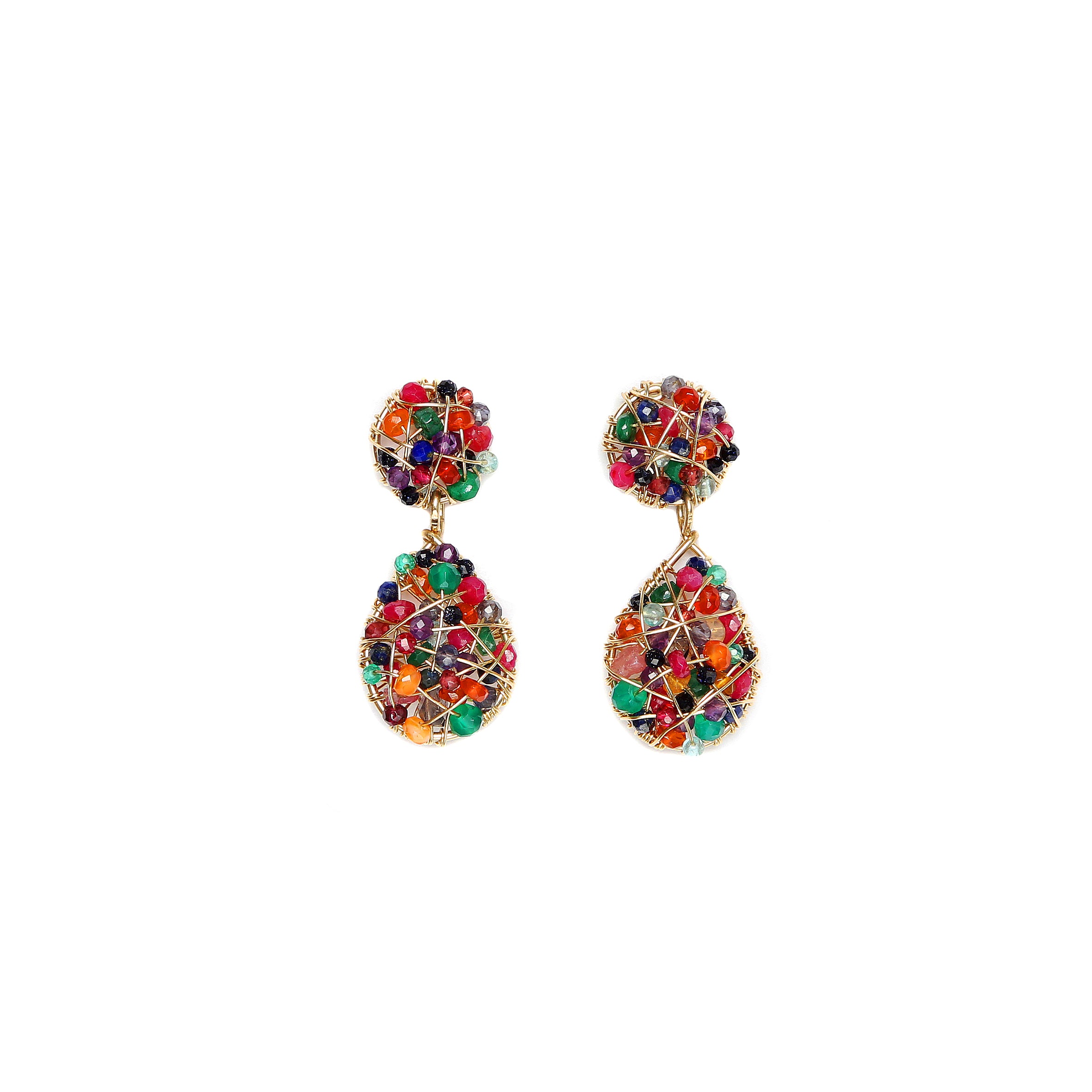 Lucia Dangle Earrings #3 - Multicolor Gems Mix Earrings TARBAY   