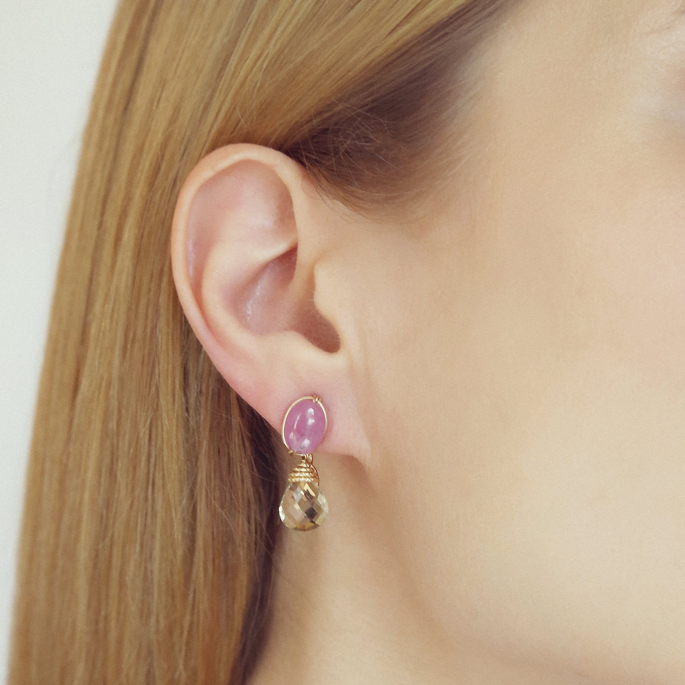 Serpentina Earring (30mm) -Sapphire, Spessartite, Rose Quartz & Topaz Earrings TARBAY   