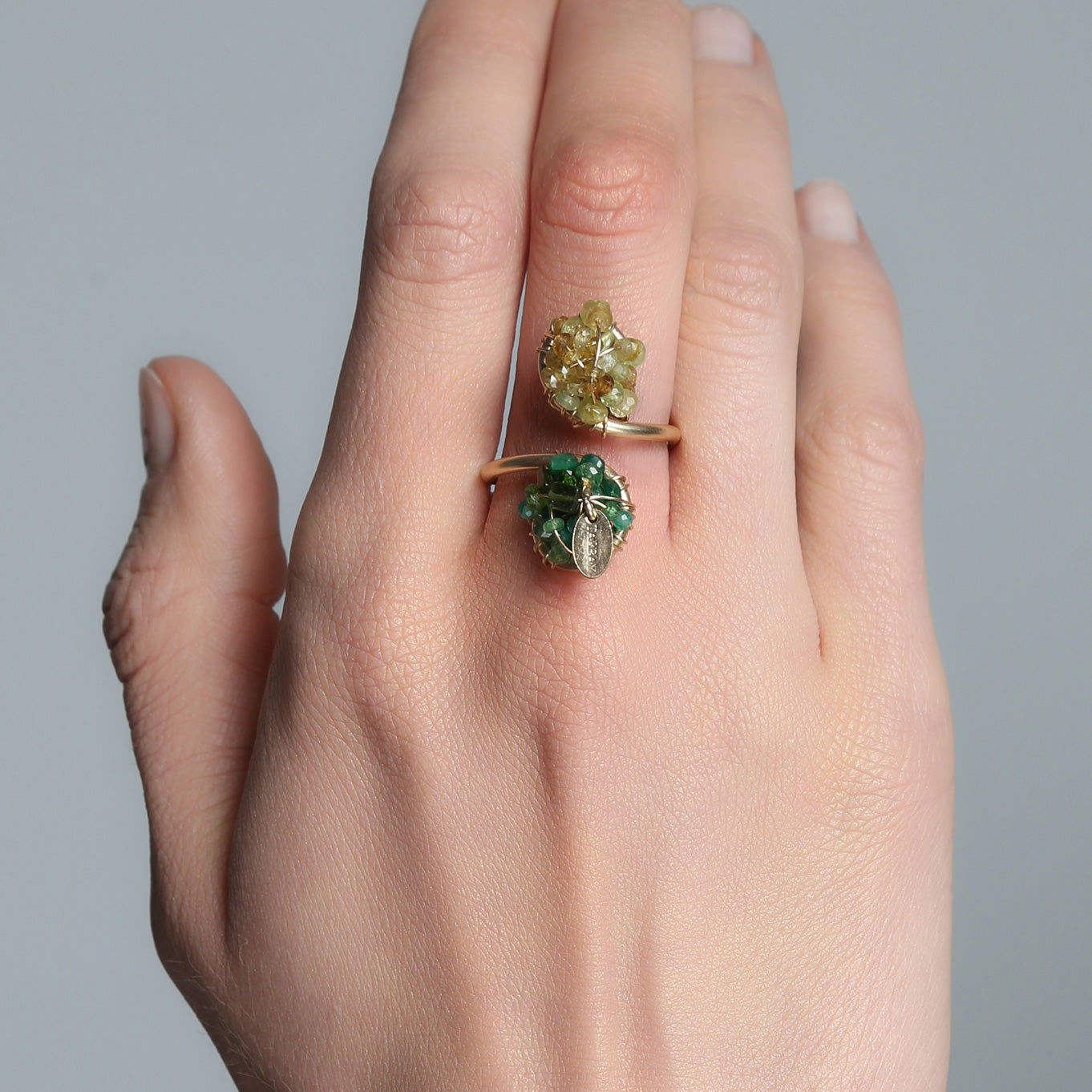 Lucia Adjustable Green Ring - Green Mix Gems Rings TARBAY   