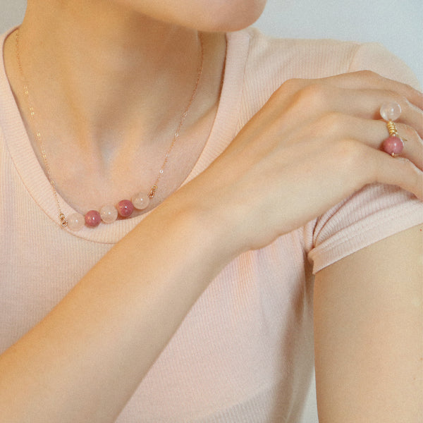 Rosetta Necklace - Rose Quartz & Rhodochrosite Necklaces TARBAY   
