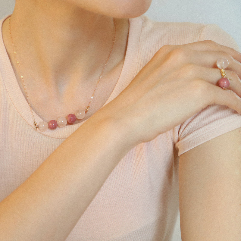 Rosetta Necklace - Rose Quartz & Rhodochrosite Necklaces TARBAY   