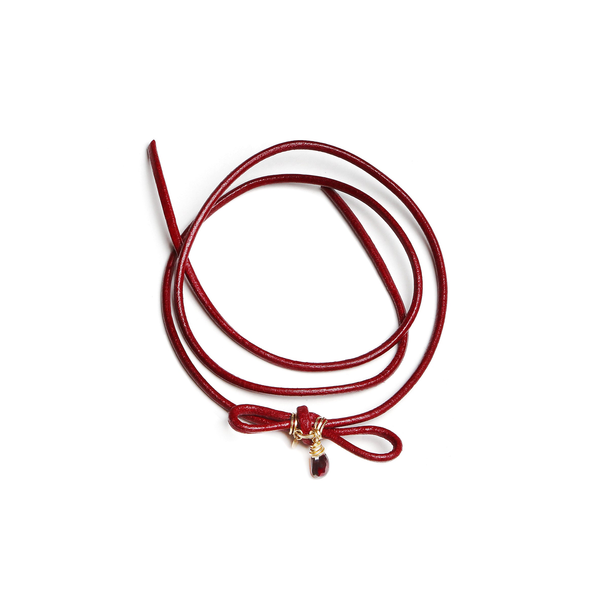 Sheryl Leather Red Necklace Necklaces TARBAY   