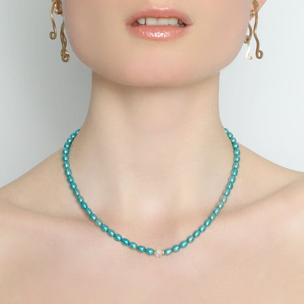 Margaritiferas  Necklace- Pearl & Aquamarine Necklaces TARBAY   