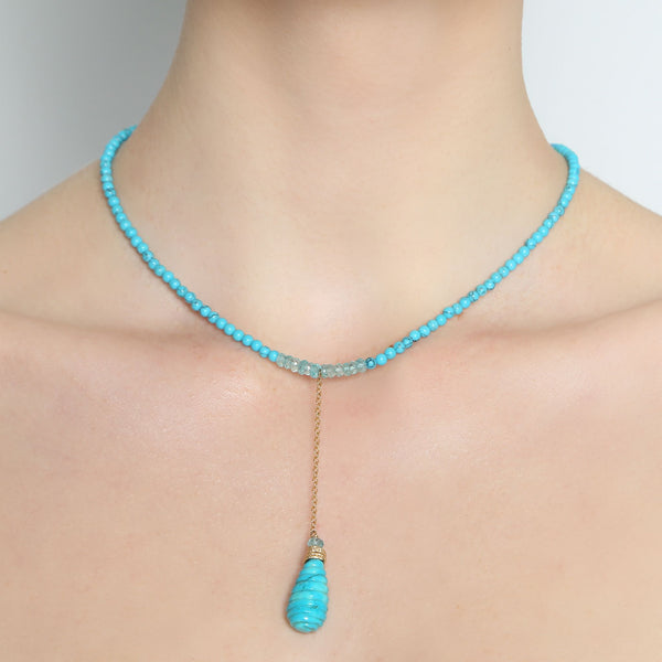 Turritella pendullum 14k laminated gold  Turquoise, Aquamarine Necklaces TARBAY   