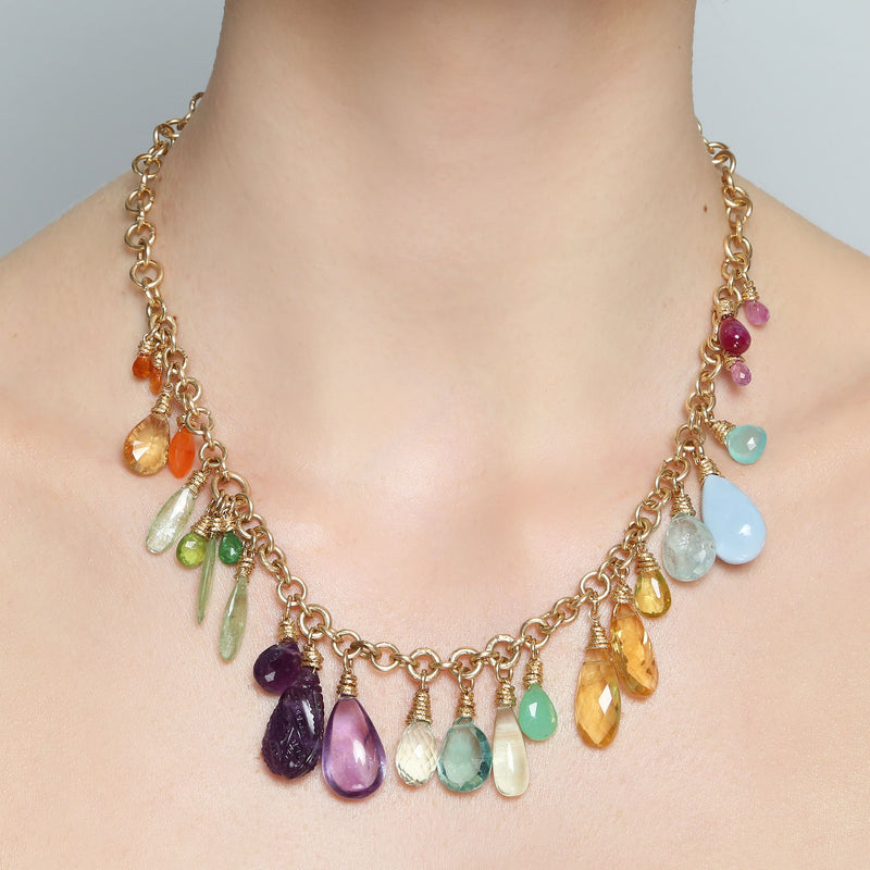 Atargati Necklace - Sapphire, Ruby, Tourmaline, Chalcedony, Opal, Aquamarine, Topaz, Citrine, Chrysoprase, Apatite, Amethyst, Spessartite, Carnelian, Peridot & Emerald Necklaces TARBAY   