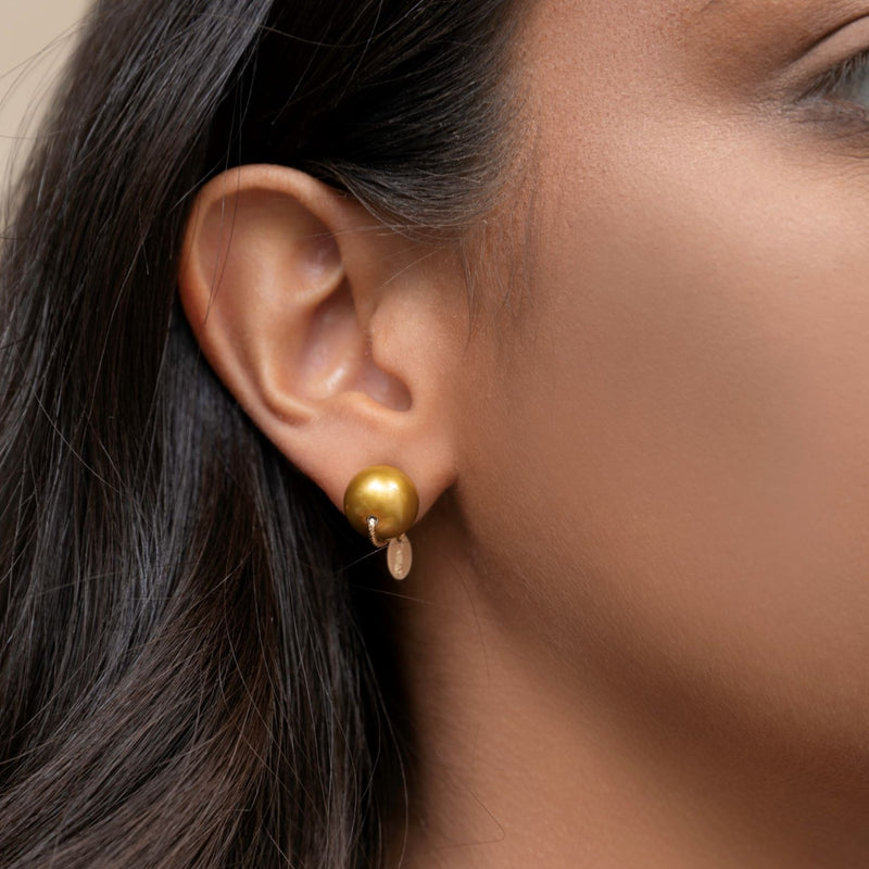 Gyros Stud Earrings - Bronze Pearl Earrings TARBAY   