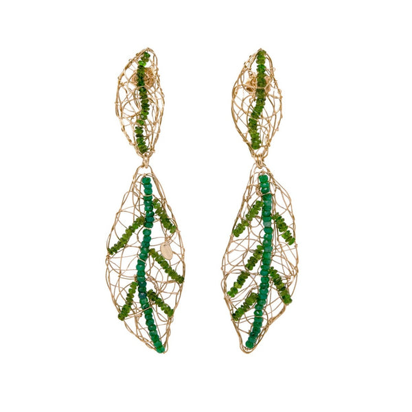 Helecho Dangle Earrings - Tsavorite & Tourmaline Earrings TARBAY   