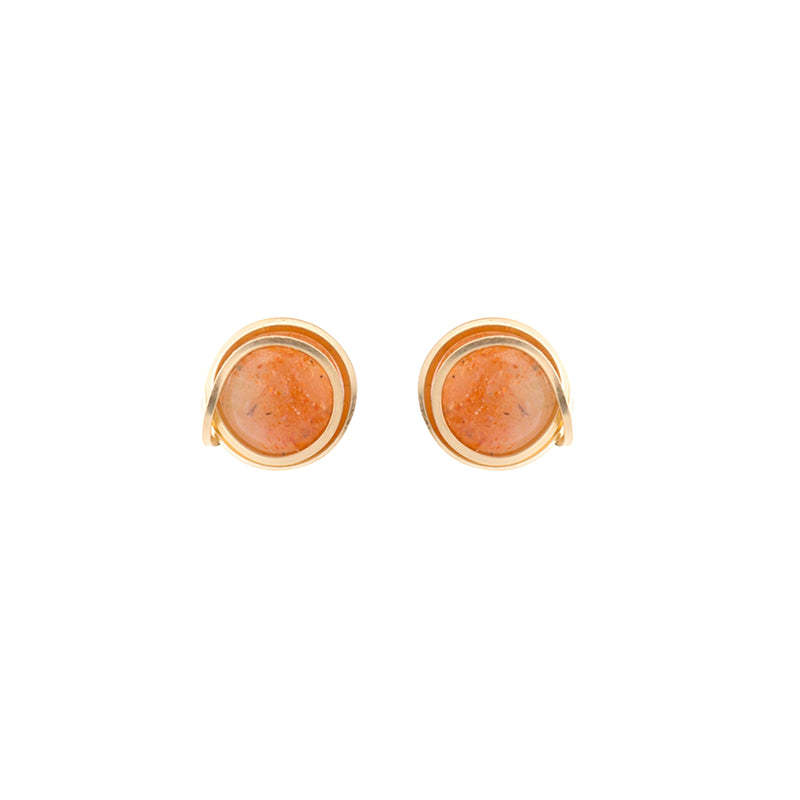 Carmencita Earrings (12mm) - Sun Stone & Yellow Gold Earrings TARBAY   