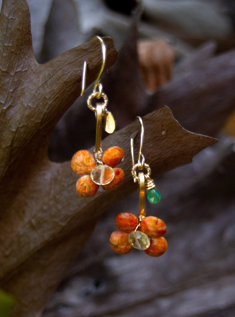 Rocio Dangle Earrings #2 - Citrine, Tsavorite & Calcite Earrings TARBAY   