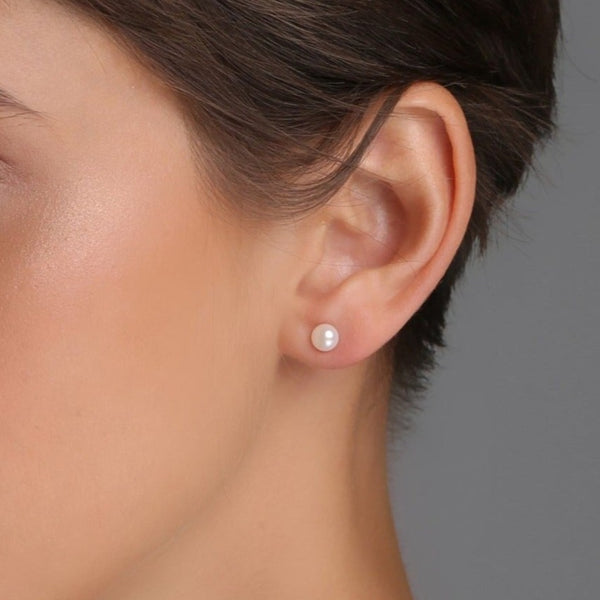 Classic Round Pearl Earrings (4-5mm) - White Pearl Earrings TARBAY   